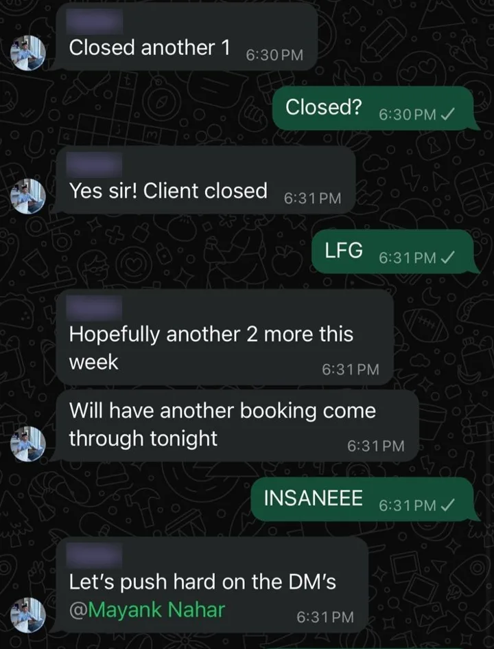 Client group: client closed, another booking coming through tonight